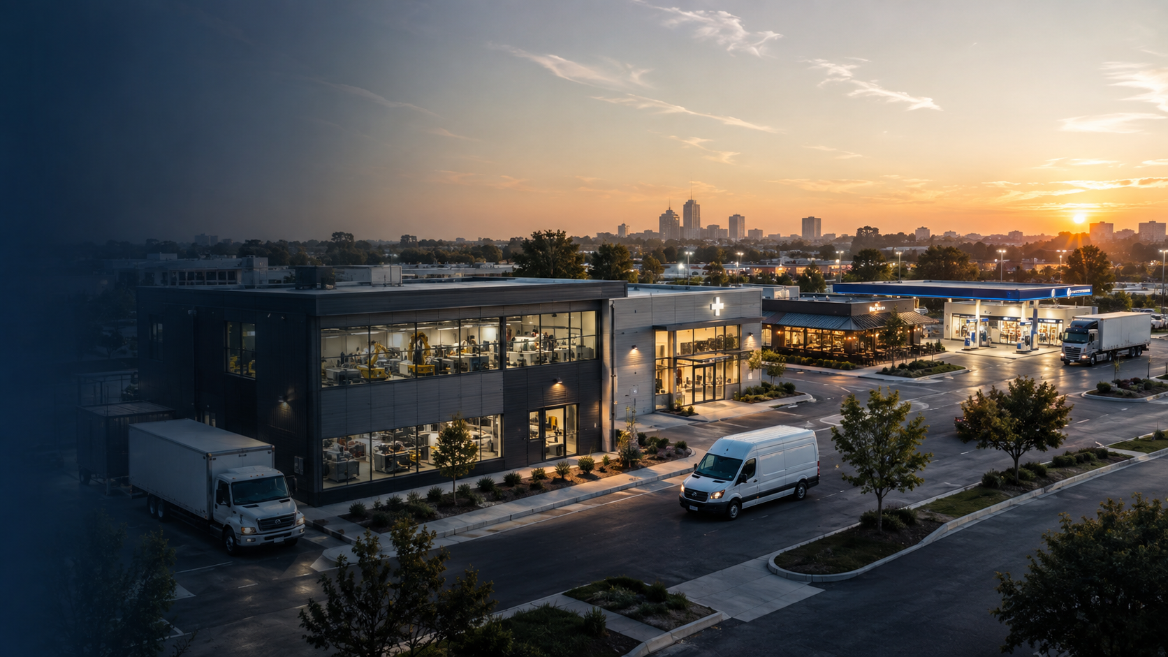 A diverse business district with manufacturing, healthcare, food service, transportation and retail petroleum